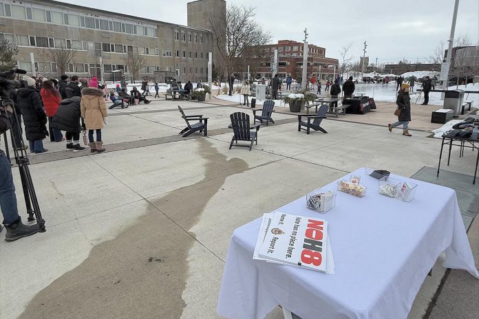 The Peterborough Police Service was at a recent community event at Quaker Foods City Square in downtown Peterborough to share information about the revamped N0H8 ("No Hate") public education and awareness campaign, which aims to make the community a safer place for all by educating on hate-motivated incidents and encouraging people to report them. Businesses, organizations, and schools are encouraged to get involved by sharing the N0H8 posters, sharing resources, and inviting the Peterborough Police Service to events to speak about the campaign. (Photo: Peterborough Police Service)