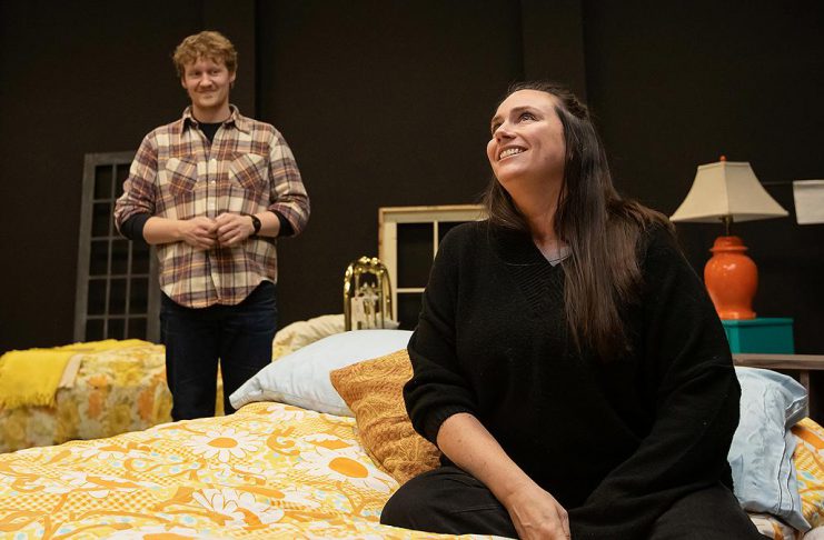 Peterborough native Dave Carley’s ‘Midnight Madness’ coming to the Peterborough Theatre Guild Eddy Sweeney as Wesley and Carling Dulder as Anna during a rehearsal of the Peterborough Theatre Guild's production of "Midnight Madness" by award-winning Peterborough-born playwright Dave Carley. Directed by Jane Werger, the fast-paced comedy runs for 10 performances from February 27 to March 14. (Photo: Jordan Lyall Photography)