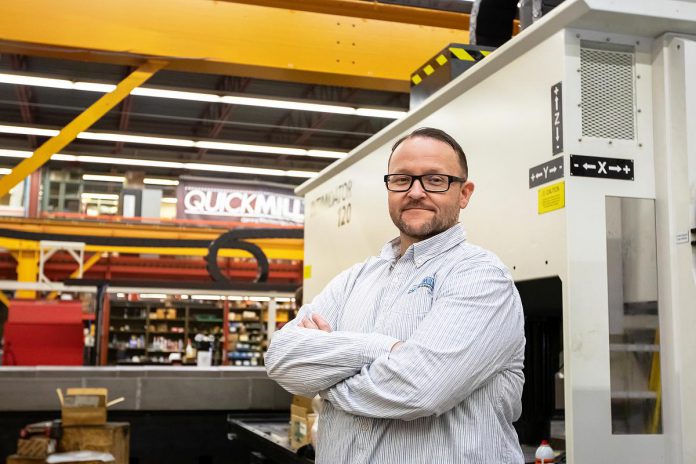 Quickmill President and CEO Chad Watson says the Peterborough-based manufacturer is pursuing a diversified growth strategy that not only includes reinforcing its value proposition with core customers, including those in the U.S., but finding new applications for its machines, introducing cutting-edge technology, and developing new export markets including Mexico. (Photo: Jordan Lyall Photography)