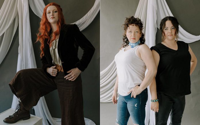 Irish Millie as 16th-century Irish "Pirate Queen" Grace O'Malley and Dena Hemming and Nicole Truman as fictional film characters Thelma and Louise for Heather Doughty's latest photography project "Villains." Through photography with local women as models, audio recordings, and a video, the project shares the "true" stories behind famously vilified women in history and fiction. (Photos: Heather Doughty Photography)