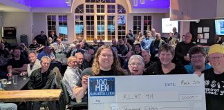 March 5, 2026 at the Lindsay Golf and Country Club. Kawartha Land Trust and and Kawartha Art Gallery also each received a $2,500 donation from the group, which is approaching 200 members. (Photo courtesy of 100 Men Kawartha Lakes)