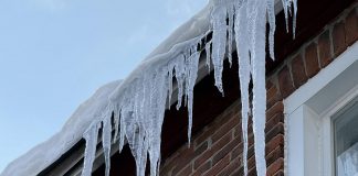 As accumulated roof snow and ice melts throughout March, it's not uncommon for homeowners to discover leaks inside their home. As well as causing damage to eavestroughs, ice dams can result in water seeping under shingles, resulting in leaks and mold and rot in the roof's trusses. Bullarco Roofing & Full Exteriors services Peterborough, Kawartha Lakes, and surrounding areas with a free roof analysis, snow and ice removal, and year-round metal and asphalt shingle roof replacements. (Photo courtesy of Bullarco Roofing & Full Exteriors)