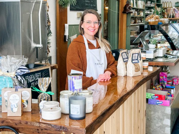 Lindsey Irwin is the third owner of The Lakefield Panty, an old-time groceteria that has operated in the Township of Selwyn for 45 years. As a serial entrepreneur, Irwin knows how crucial it is to support local and how difficult it can be make connections with new suppliers while simultaneously running a business. That's why she remains grateful for the support of Peterborough County and their agricultural programming, including the Kawartha Local Food Wholesale and Kawartha Choice FarmFresh programs. (Photo courtesy of The Lakefield Pantry) Lindsey Irwin is the third owner of The Lakefield Panty, an old-time groceteria that has operated in the Township of Selwyn for 45 years. As a serial entrepreneur, Irwin knows how crucial it is to support local and how difficult it can be make connections with new suppliers while simultaneously running a business. That's why she remains grateful for the support of Peterborough County and their agricultural programming, including the Kawartha Local Food Wholesale and Kawartha Choice FarmFresh programs. (Photo courtesy of The Lakefield Pantry)