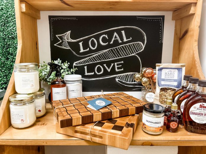 A legacy business in the Township of Selwyn, The Lakefield Pantry stocks products like maple syrup, jams, beef, bread and other items made as close to home as possible. Since it can be hard to connect with local farmers while running her business, owner Lindsey Irwin counts on support from the Kawartha Choice FarmFresh and Kawartha Local Food Wholesale programs delivered in part by Peterborough County. (Photo courtesy of The Lakefield Pantry)