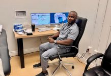 Family physician Dr. Tosin Tifase, who relocated from the United Kingdom with support from the City of Peterborough's physician recruitment coordinator Chantal Van Parys and began practising at Northcrest Pharmacy and Medical Clinic in February 2025, will be joined by his colleague Dr. Onifade in April 2026. (Photo: City of Peterborough)