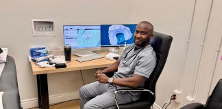 Family physician Dr. Tosin Tifase, who relocated from the United Kingdom with support from the City of Peterborough's physician recruitment coordinator Chantal Van Parys and began practising at Northcrest Pharmacy and Medical Clinic in February 2025, will be joined by his colleague Dr. Onifade in April 2026. (Photo: City of Peterborough)