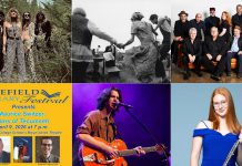 encoreNOW for March 23, 2026 features (from left to right, top and bottom) The Damn Truth at Lindsay's FLATO Academy Theatre, Public Energy's screening of Laura Taler's dance films "the village trilogy" and "Matryoshka Crush" at the Art Gallery of Peterborough, The Maple Blues Revue at Peterborough's Market Hall, author Maurice Switzer at Lakefield College School, Nicholas Campbell and the Metre Cheaters at Peterborough's Market Hall, and flautist Gillian Derer as guest artist as the Peterborough Symphony Orchestra's "Inspired" concert at Peterborough's Showplace. (kawarthaNOW collage)