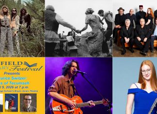 encoreNOW – March 23, 2026 encoreNOW for March 23, 2026 features (from left to right, top and bottom) The Damn Truth at Lindsay's FLATO Academy Theatre, Public Energy's screening of Laura Taler's dance films "the village trilogy" and "Matryoshka Crush" at the Art Gallery of Peterborough, The Maple Blues Revue at Peterborough's Market Hall, author Maurice Switzer at Lakefield College School, Nicholas Campbell and the Metre Cheaters at Peterborough's Market Hall, and flautist Gillian Derer as guest artist as the Peterborough Symphony Orchestra's "Inspired" concert at Peterborough's Showplace. (kawarthaNOW collage)