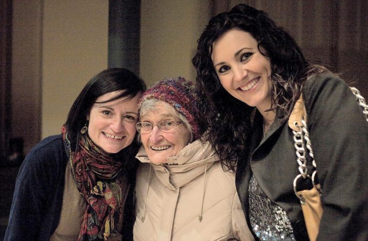 The late Erin Sullivan (left), pictured with her grandmother and her friend Megan Murphy at the 2013 ReFrame Film Festival, where Murphy screened her short documentary "Shelf Life" about Sullivan's life with cystic fibrosis. For the third year, Murphy will be hosting a fundraiser kitchen party in Sullivan's honour on March 27, 2026 at the Ennismore Community Centre. All proceeds will be going towards the remaining balance of The Erin Sullivan House, a One City Peterborough home that supports people coming out of homelessness. (Photo: ReFrame Film Festival)
