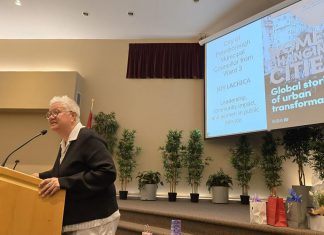 Joy Lachica to seek re-election as Town Ward councillor in Peterborough Town Ward councillor Joy Lachica speaking at an International Women's Day hosted by the Women's Business Network of Peterborough on March 4, 2026, where she announced her intention to seek re-election in Town Ward, which includes downtown Peterborough, in the October municipal election. (Photo: Jeannine Taylor / kawarthaNOW)