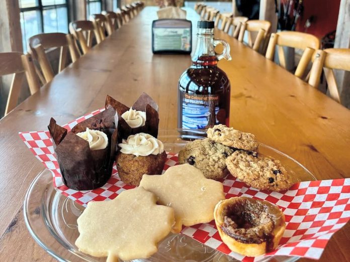 On April 4 and 5, 2026, Abbey Gardens in Haliburton will be one of the restaurants and businesses in the Haliburton Highlands participating in Maple Weekend, with maple butter tarts, cookies, and cupcakes available on the special limited-time menu. Pictured is maple syrup from Colour of Wood in Minden, which will be hosting tours during the weekend. (Photo: Abbey Gardens)