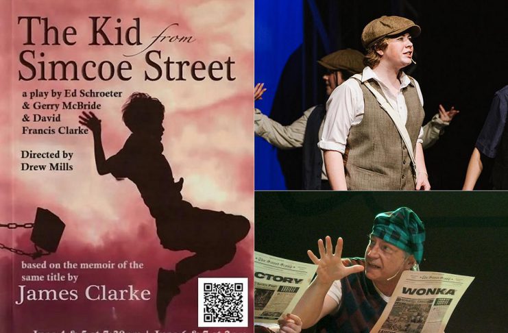 Trent Valley Archives Theatre has announced the 14-member cast of its third history play, "The Kid from Simcoe Street," which runs from June 4 to 7, 2026 at Market Hall Performing Arts Centre in downtown Peterborough. In the play, which is based on the memoir of retired justice and poet James Clarke of his childhood in Peterborough, three actors will portray Clarke as a child, teen, and senior, including Charlie Harris, Zoe Shufelt (top right) and Jim Mills (bottom right). (Poster and photos courtesy of Trent Valley Archives Theatre)
