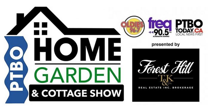 The PTBO Home, Garden and Cottage Show at the Healthy Planet Arena on April 11 and 12, 2026 is hosted by Oldies 96.7. Freq 90.5, and PTBOToday.ca of My Broadcasting Corporation (MBC) and presented by title sponsor Forest Hill TK & Co Real Estate. (Graphic: MBC)