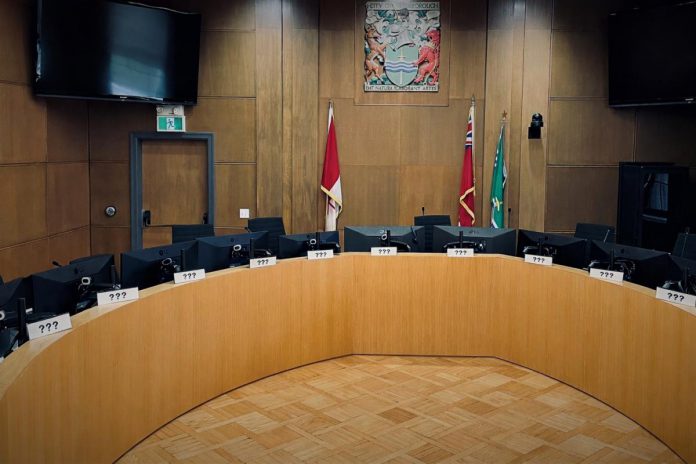 A month before the nomination period opens for the October 26, 2026 municipal election, a record number of Peterborough residents have already confirmed they are either "possibly considering" running for mayor, "seriously considering" it, "thinking about it," "keeping the door open," or "just seeing what happens." (kawarthaNOW-modified City of Peterborough photo) A month before the nomination period opens for the October 26, 2026 municipal election, a record number of Peterborough residents have already confirmed they are either "possibly considering" running for mayor, "seriously considering" it, "thinking about it," "keeping the door open," or "just seeing what happens." (kawarthaNOW-modified City of Peterborough photo)