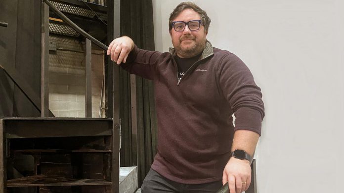 "Young Frankenstein" director Nate Axcell at the Peterborough Theatre Guild. The musical comedy, based on the 1974 film of the same time by Mel Brooks, runs for 11 performances from April 17 to May 3, 2026. (Photo: Paul Rellinger / kawarthaNOW) "Young Frankenstein" director Nate Axcell at the Peterborough Theatre Guild. The musical comedy, based on the 1974 film of the same time by Mel Brooks, runs for 11 performances from April 17 to May 3, 2026. (Photo: Paul Rellinger / kawarthaNOW)