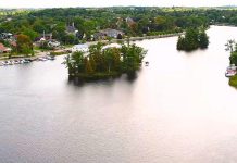 Gordonstoun Island and Prince Andrew Island in the Otonabee River beside the village of Lakefield. The two uninhabited islands were originally renamed in 1978 after Andrew Mountbatten-Windsor (formerly known as Prince Andrew, Duke of York) attended Lakefield College School in 1977 as a 16-year-old exchange student from Scotland's Gordonstoun School, where King Charles III and his father Prince Philip were also educated. (kawarthaNOW screenshot of Kawarthas Northumberland video)