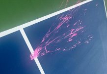 Some of the paint damage to three of the 14 pickleball courts at Bonnerworth Park in Peterborough. (Photo: City of Peterborough)