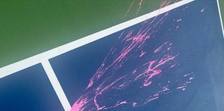 Some of the paint damage to three of the 14 pickleball courts at Bonnerworth Park in Peterborough. (Photo: City of Peterborough)