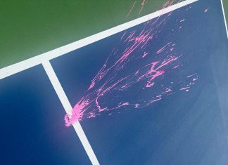 Some of the paint damage to three of the 14 pickleball courts at Bonnerworth Park in Peterborough. (Photo: City of Peterborough)
