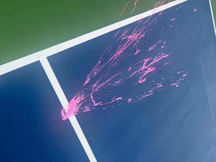 Some of the paint damage to three of the 14 pickleball courts at Bonnerworth Park in Peterborough. (Photo: City of Peterborough)