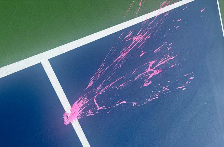 Some of the paint damage to three of the 14 pickleball courts at Bonnerworth Park in Peterborough. (Photo: City of Peterborough)