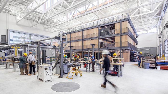 Fleming College's Kawartha Trades and Technology Centre at the Sutherland Campus in Peterborough provides students with flexible and integrated learning spaces for the skilled trades, one of the high-demand sectors the college is supporting through its first-ever entrance scholarships program for incoming full-time domestic students. (Photo courtesy of Fleming College)