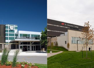 Fleming College, with campus locations in Peterborough, Lindsay, Cobourg, and Haliburton, has announced plans to merge with St. Lawrence College, with campus locations in Kingston, Brockville, and Cornwall. (Photos: Fleming College and St. Lawrence College)