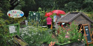 A previous iteration of The Children's Garden at Ecology. Although the activities shown no longer exist due to the outdoor elements and use over time, GreenUP is fundraising toward new features that will attract more children and families to the park to engage in nature-based play. (Photo: GreenUP)