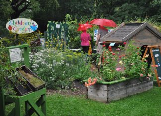 A previous iteration of The Children's Garden at Ecology. Although the activities shown no longer exist due to the outdoor elements and use over time, GreenUP is fundraising toward new features that will attract more children and families to the park to engage in nature-based play. (Photo: GreenUP)