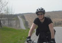 Sue Throop didn't believe she could make it to work on her bike. Her son Brett, GreenUP's new active transportation program coordinator, convinced her to ride with him one day in 2009 and she's been pedalling ever since. (Photo courtesy of Sue Throop)