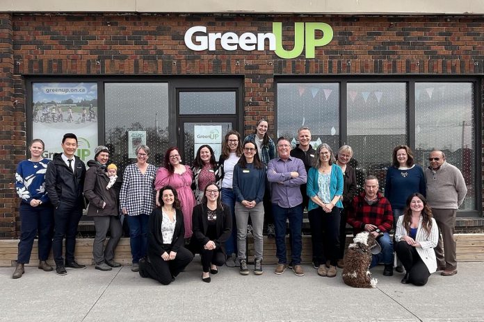 GreenUP staff and board members stand outside the charitable organization's office at 378 Aylmer Street North in downtown Peterborough. On Earth Day 2026 (Wednesday, April 22), GreenUP is hosting an open house, inviting community members to meet the team, learn about programming, share what they care about most, and get involved. (Photo: GreenUP)