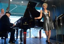 Juno award-winning Canadian jazz vocalist Molly Johnson performing with pianist Robi Botos and bassist Mike Downes at the 2019 Kensington Market Jazz Festival in 2019. Johnson will be performing with Botos and Downes along with drummer David Direnzo at Market Hall Performing Arts Centre in downtown Peterborough on April 26, 2026 as part of the annual International Jazz Day Peterborough celebrations. (Photo via Tom's Place website)