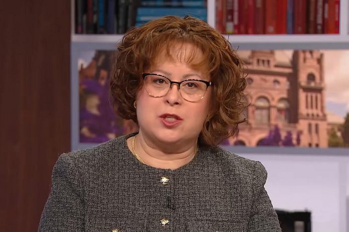 Jennifer Moore appearing on TVO's The Agenda with Steve Paikin in March 2025 when she was the chief administrative officer for Northumberland County. (kawarthaNOW screenshot)