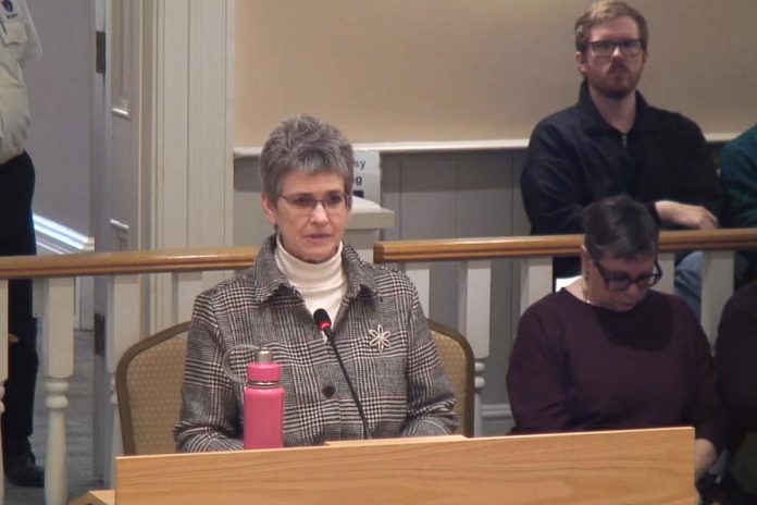 Bethany-Pontypool resident and farmer Laurie Reynolds addresses City of Kawartha Lakes council with her concerns about the proposed Alto project at a committee of the whole meeting on April 7, 2026. (kawarthaNOW screenshot of City of Kawartha Lakes video)