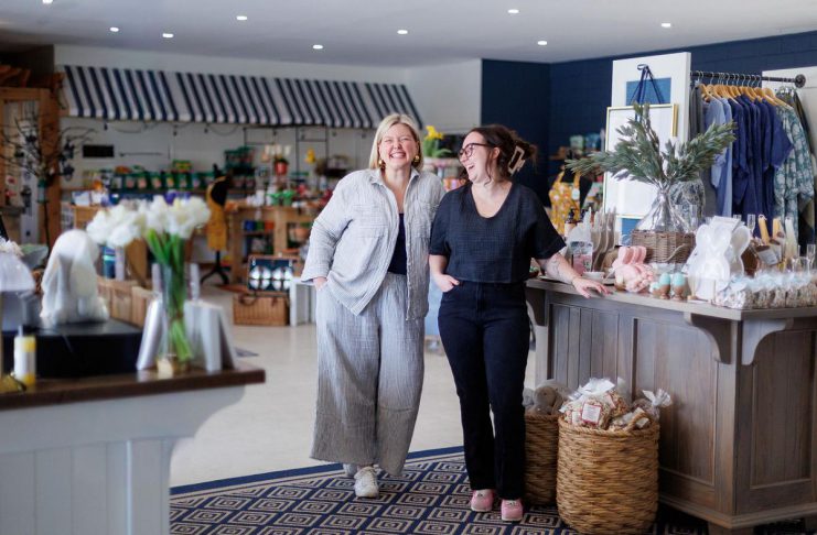 Alicia Doris and Sam Turner stand in the new Living Local Marketplace storefront, which has permanently relocated to Horlings Garden Centre in Selwyn. Doris, who founded Living Local Marketplace with the mission to support local and regional artisans and small businesses, says the move is the response to positive community feedback following the store's temporary pop-up at Horlings during the holidays. Horlings co-owner Turner says the move also benefits the garden centre by bringing in more customers for its services. (Photo: Kayla LeFranc)