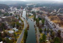The Gull River overflows in the Township of Minden Hills in April 2026. (Photo: Maryboro Lodge Museum)