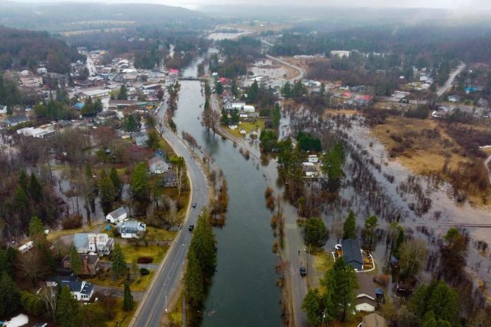The Gull River overflows in the Township of Minden Hills in April 2026. (Photo: Maryboro Lodge Museum)