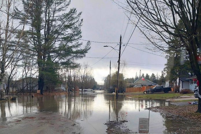 Flooding in the Township of Minden Hills have affected many township roads with washouts, water over roadways, and ponding. Several roads have been closed and others have restricted access. Residents are asked to avoid driving on any roadways that are underwater, as road conditions may be unstable and dangerous. (Photo: Haliburton County OPP / Facebook)