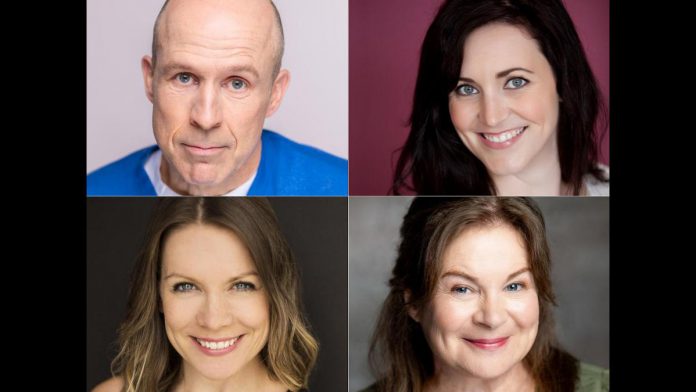 Local performers and New Stages Theatre veterans Kerry Griffin, Megan Murphy, Kate Suhr, and Linda Kash star in a staged reading of Jane Cooper Ford's comedy "Paul and Linda Plan a Threesome" on May 2 and 3, 2026 at the Market Hall Performing Arts Centre in downtown Peterborough. Directed by Mark Wallace, the hilarious and heartfelt comedy tells the story of a serious and successful couple who decided to spice up their marriage. (kawarthaNOW collage of supplied photos)