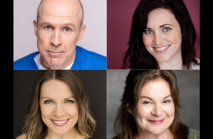 Local performers and New Stages Theatre veterans Kerry Griffin, Megan Murphy, Kate Suhr, and Linda Kash star in a staged reading of Jane Cooper Ford's comedy "Paul and Linda Plan a Threesome" on May 2 and 3, 2026 at the Market Hall Performing Arts Centre in downtown Peterborough. Directed by Mark Wallace, the hilarious and heartfelt comedy tells the story of a serious and successful couple who decided to spice up their marriage. (kawarthaNOW collage of supplied photos)