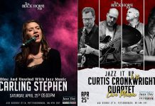 Jazz takes over the Black Horse Pub in downtown Peterborough on Saturday night as International Jazz Day Peterborough presents jazz vocalist Carling Stephen followed by the Curtis Cronkwright Quartet featuring Chris Gale on saxophone, Nathan Hiltz on guitar, Duncan Hopkins on bass, and Peterborough's own Curtis Cronkwright on drums. (Graphics: Black Horse Pub)