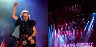 Juno award-winning pop-rock musician Gowan will open the 39th season of Peterborough Musicfest at Del Crary Park on June 27, 2026, with popular Toronto-based pop-rock cover band Dwayne Gretzky performing on July 29. (kawarthaNOW collage of supplied photos)