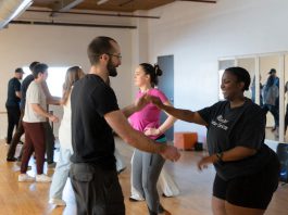 The new Peterborough dance studio PTBO Ballroom is not only teaching participants how to enjoy the benefits of ballroom and Latin dance but is also building a community around it. Founded by Courtney Carter, the studio leads private wedding dance lessons, as well as drop-in, series, and pop-up classes and events in a range of styles including salsa, bachata, merengue, swing, hustle, and more. (Photo: Mackenzie Everson Photography)