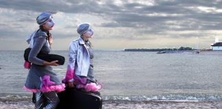 Public Energy Performing Arts is presenting "Finding Home: A Salmon Journey Upstream," a theatre show geared to young audiences aged 5 to 12 produced by Animacy Theatre Collective and Theatre Direct Canada, at the Peterborough Theatre Guild on May 9, 2026. Created and performed by Alexandra Simpson and Morgan Brie Johnson and featuring puppetry, clown, dance, and live music, the show follows two Lake Ontario salmon who make the challenging journey up the Humber River. (Photo: Kathryn Hanson)