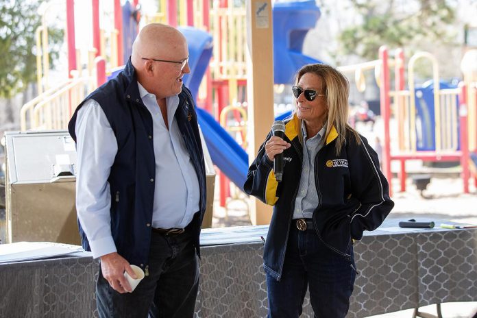 Rotarians Jim Coyle and Wendy Hill were two of the donors to the new Rotary Accessible Playground who were recognized for a donation of $5,000 or more during an event at the Riverview Park and Zoo on April 22, 2026. (Photo: Jordan Lyall / kawarthaNOW)