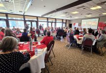 Retiring United Way Peterborough & District CEO Jim Russell addresses the crowd during a celebration at the McDonnell Street Activity Centre on April 9, 2026 to announce the results of the 2025-26 community campaign, which raised a total of of $1,560,075 for the non-profit organization, and to recognize the workplaces, partner agencies, and individual donors that participated in the 84th annual campaign. (Photo: Jeannine Taylor / kawarthaNOW)