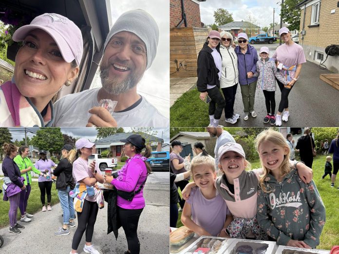 Brooke and Darren Roberts (top left) during the second annual "5K for Sofie Maye" held in 2025, where friends and family show up to walk or run in honour of Sofie Roberts, who died from high-grade glioma in 2024 at the age of nine. To raise essential funds for Brain Cancer Canada during Brain Cancer Awareness Month, and to gather Sofie's friends and family during the month she died, the family is hosting the third annual event on May 30, 2026. (Photos courtesy of the Roberts family)