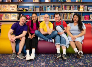 The cast of the Capitol Theatre's production of "You're A Good Man, Charlie Brown" includes (left to right) Kyle Golemba as Schroeder, Jillian Mitsuko as Sally, Amir Haidar as Charlie Brown, Ben Kopp as Linus, and Ap Bautista as Lucy. The family-friendly musical based on the characters created by Charles M. Schulz runs for 19 performances from May 15 to 31, 2026 at the historic venue in downtown Port Hope. (Photo: Sam Moffatt)