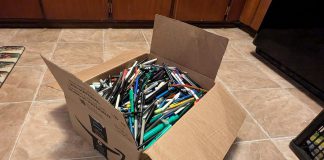 June recycling challenge invites Peterborough County residents to help keep used writing instruments out of landfills During its second annual Writing Instrument Challenge, grassroots volunteer group Clean Up Peterborough is e residents, schools, businesses, municipalities, libraries, workplaces, community groups, and others across Peterborough County and beyond to collect their used, broken, and dried-out writing instruments for recycling. The collected items will then be donated to the non-profit organization TerraCycle through their free recycling program at Staples stores. TerraCycles cleans the items, separates them by material, and turns them into raw materials to then be used to make new products. (Photo: Steve Paul / Clean Up Peterborough)