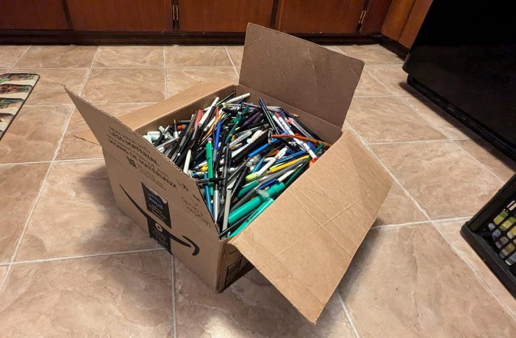 During its second annual Writing Instrument Challenge, grassroots volunteer group Clean Up Peterborough is e residents, schools, businesses, municipalities, libraries, workplaces, community groups, and others across Peterborough County and beyond to collect their used, broken, and dried-out writing instruments for recycling. The collected items will then be donated to the non-profit organization TerraCycle through their free recycling program at Staples stores. TerraCycles cleans the items, separates them by material, and turns them into raw materials to then be used to make new products. (Photo: Steve Paul / Clean Up Peterborough)